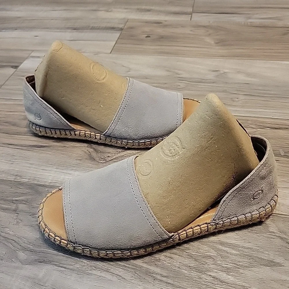 Born Drilles‎  Suede Sandals Espadrilles, Womens 6.5M Gray Open Toe Slip-On